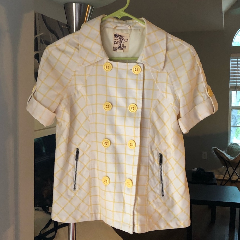 Yellow and cream Tulle blazer, size medium